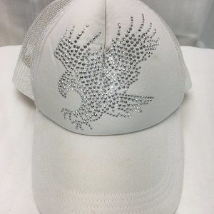 White Cap with Silver Eagle Design